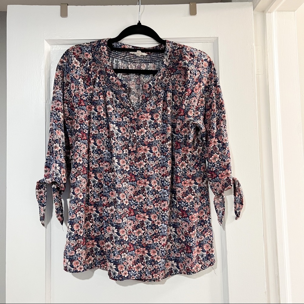 KRAZY KAT Floral Flowers Patterned Spring Print Top Blouse Size M